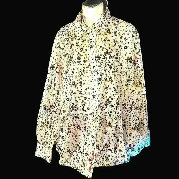 Men's Robert Graham Long Sleeve Button Down Flip Cuff Hyper Novelty Print Shirt - Picture 1 of 8